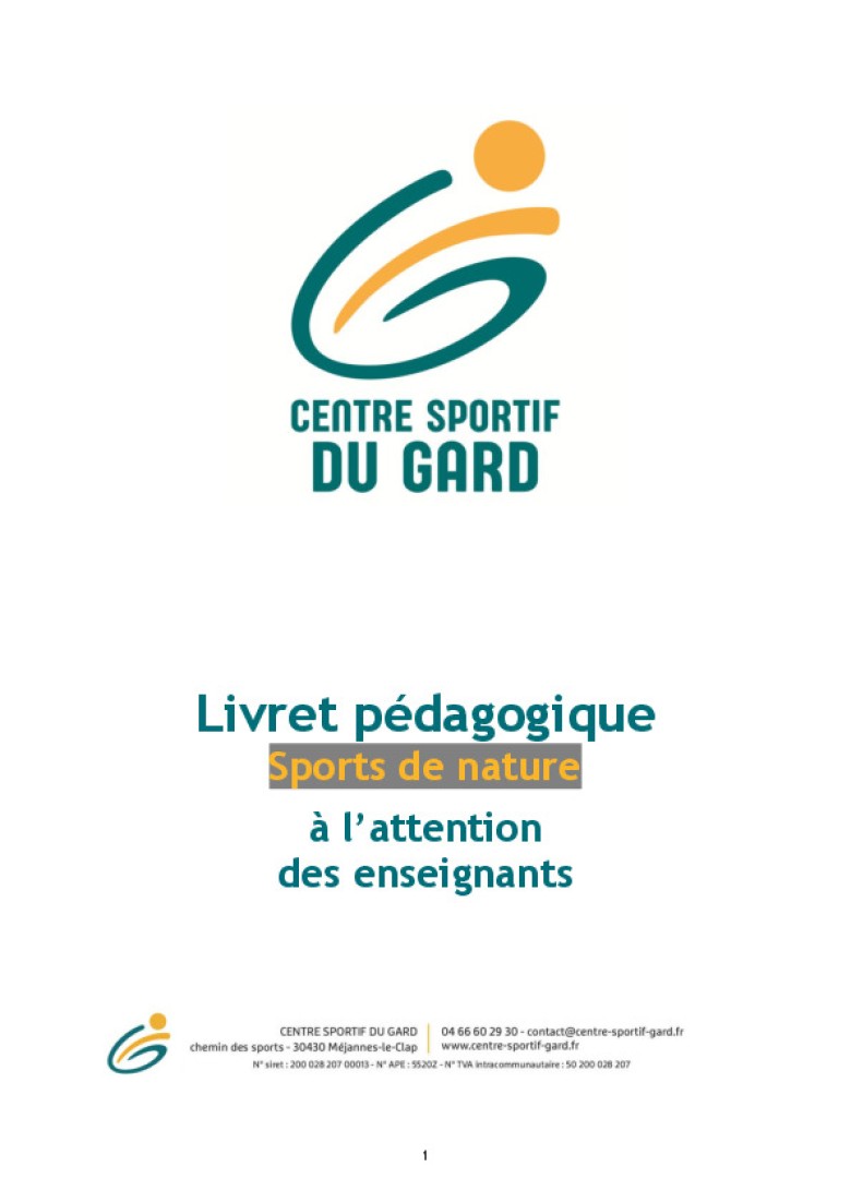 Livret pédagogique sports nature Livret pédagogique des sports nature à destination des enseignants
